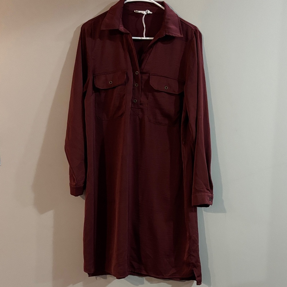 Lucky Brand Burgundy Long Sleeve Dress